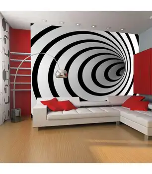 

Photo mural-a black and white 3D Tunnel