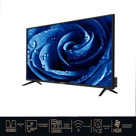 SMART 4K телевизор 50" BAFF 50 4КTV-ATSr, DVBT2, запись телепередач, WiFi/LAN, беспроводная трансляция, HDR реалистичное изображение, USB разьем до 1tB