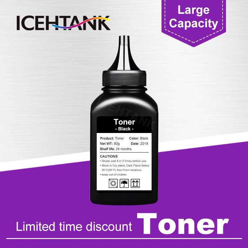 Черный тонер-порошок ICEHTANK 80 г совместимый с HP 2612A C7115A 7115 CE505A 505 Q7553A Q5949A CF280A