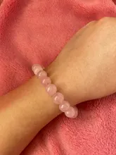 Pulsera elástica de cuarzo con piedra Natural para mujer, brazalete de color rosa en polvo, 2021