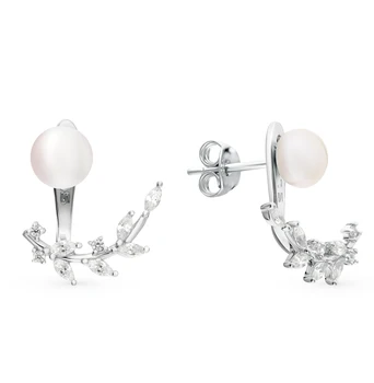 

Silver earrings with cubic zirconia and pearls sunlight sample 925