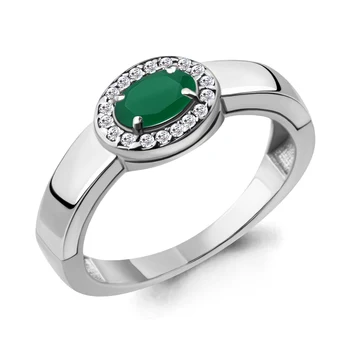 

Silver ring with agate Green