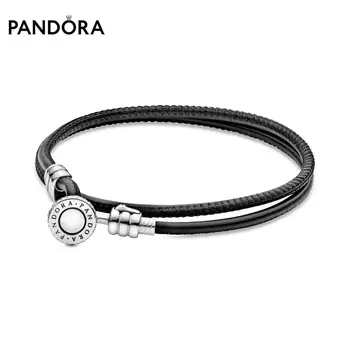 

Pandora bangle bracelet Double leather bracelet Moments original