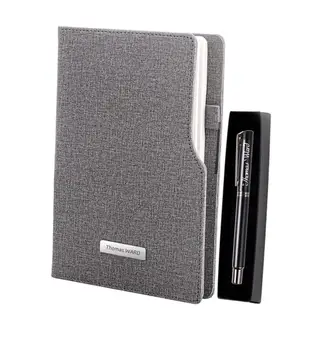 

Personalized Thermo-Skinned Gray Notebook & Black Metal Roller Pen