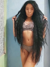 FASHION IDOL-peluca Cosplay de malla con división para mujeres negras, Pelo Rizado largo, 42 pulgadas, Rubio degradado, ONDA DE AGUA, Peluca de pelo sintético falso