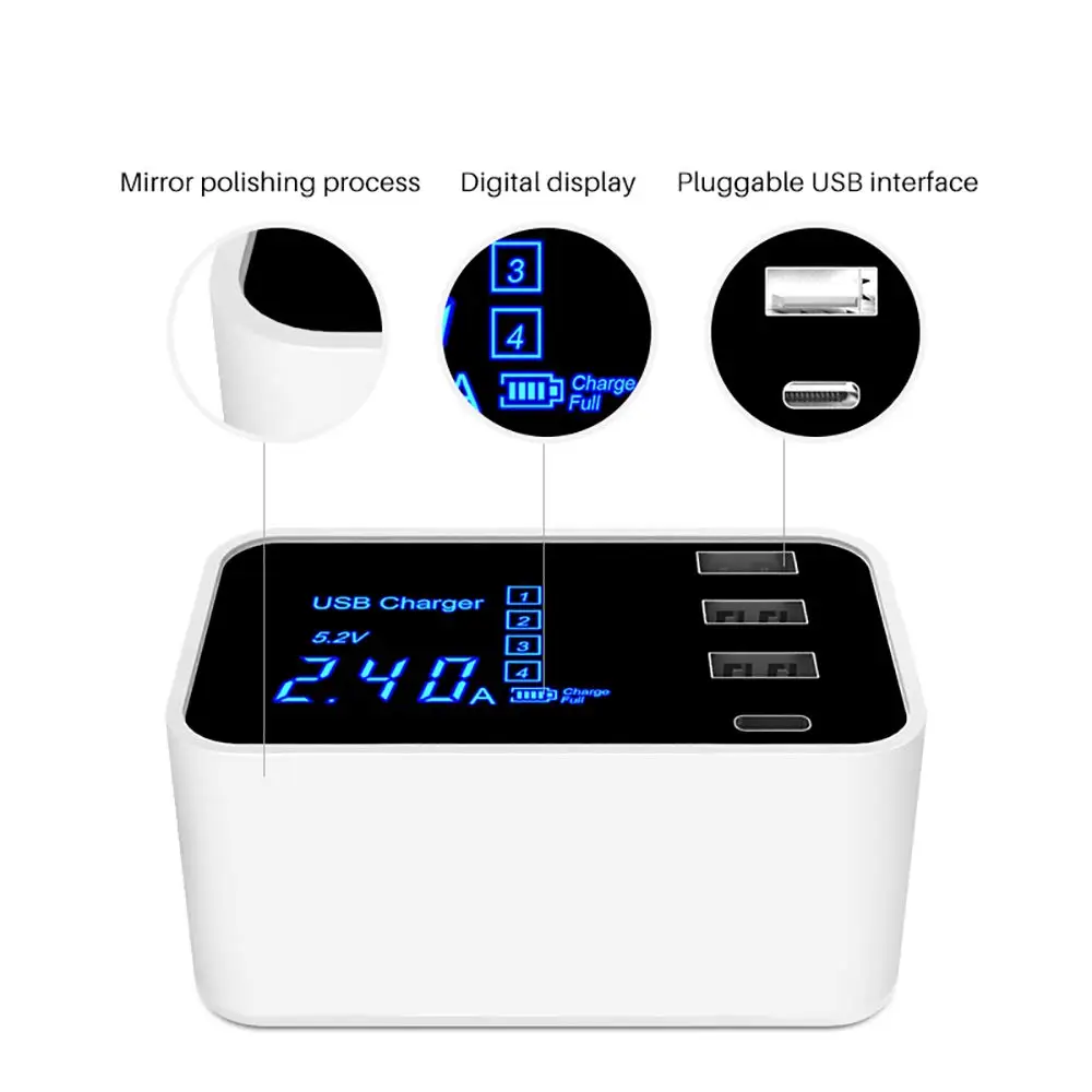 Цена Зарядное устройство для мобильных телефонов font b USB b font Quick Charge 3,0 Smart font b usb b font type C зарядная станция светодиодный дисплей быстрый адаптер для зарядки рабоче...