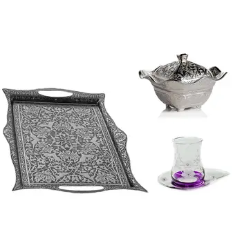 

Başak 14 piece silver purple favorite tea set