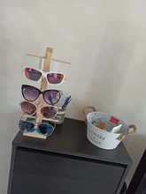 Nuevos soportes de estantería para gafas de sol, expositor de madera, soporte para puesto expositor, 9 tamaños, Material Natural