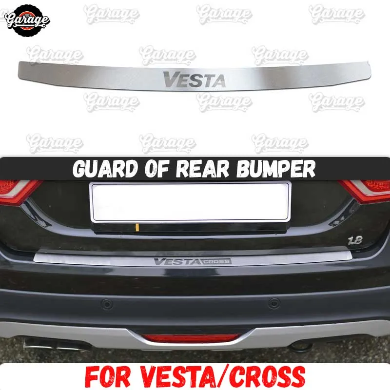Guard of rear bumper for Lada Vesta Sedan / SW Cross 2015- Stainless steel accessories protective scratches car styling tuning | Автомобили
