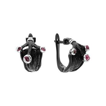 

Silver earrings with corundum sunlight sample 925