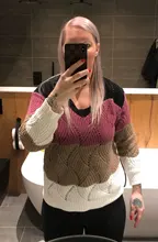 Women Sweater Pullover Long-Sleeve Plus-Size Tops Loose Thick Casual Fashion New Patchwork