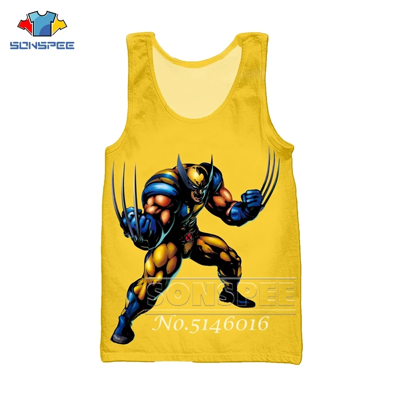 SONSPEE Comic мультфильм Marvel супергерой X-men 3D печать рубашки без рукавов высококачественная одежда летняя мужская майка жилет t98 - Цвет: 10