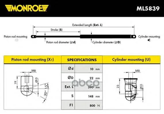 Пружина Газовая Крышки Багажника Monroe Ml5839 Monroe арт. ML5839