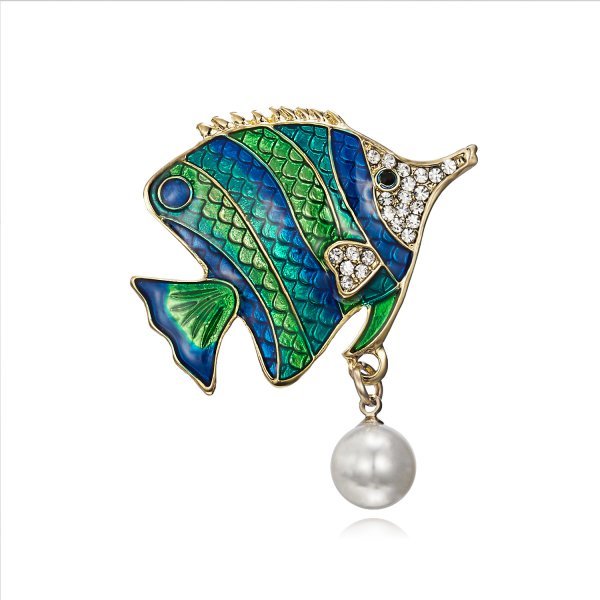 Gold Fish Brooches For Women Cute Sea Snail Aquatic Animal Rhinestone Design Brooch Lapel Pin  Jewelry Gifts Accessories