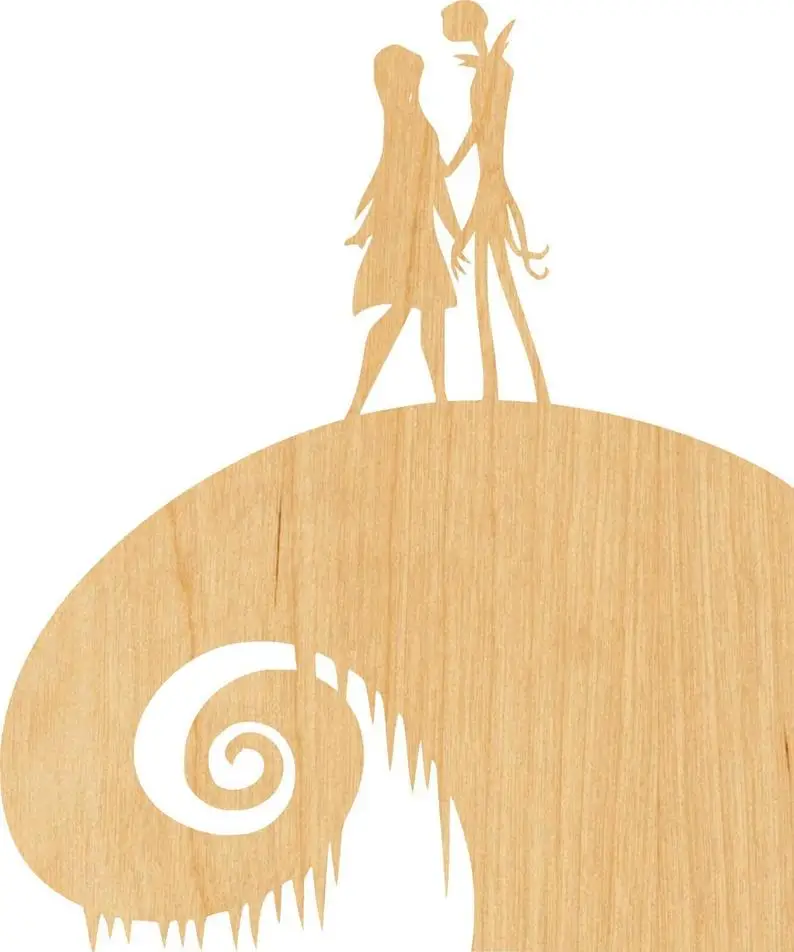 Jack and Sally Wooden Laser Cut Out Shape- Great for Crafting- Hobbyist- D.I.Y. Projects