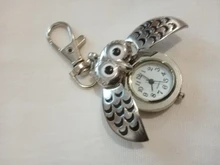 Búho reloj de bolsillo bonito llavero de dibujos animados reloj de bolsillo moda hermosa búho reloj Clip de llavero de bolsillo explosión en gros часы 03 *