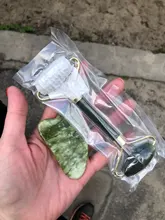 Gua Sha-Rodillo de piedra de jade para masaje facial, rodillo estiramiento piel cuello, doble cabezal, relajación de la piel, piedra de jade natural