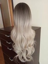 HAIR Wig Light Blonde Platinum Middle-Part Heat-Resistant Cosplay Brown Long-Wavy Natural