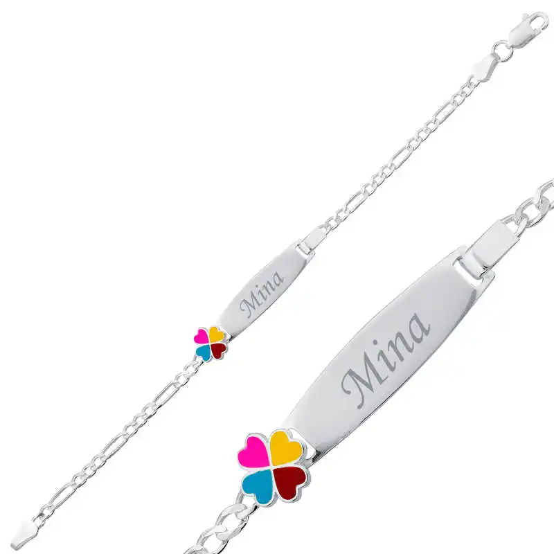 

Silver Colorful Clover Plate Child Bracelet