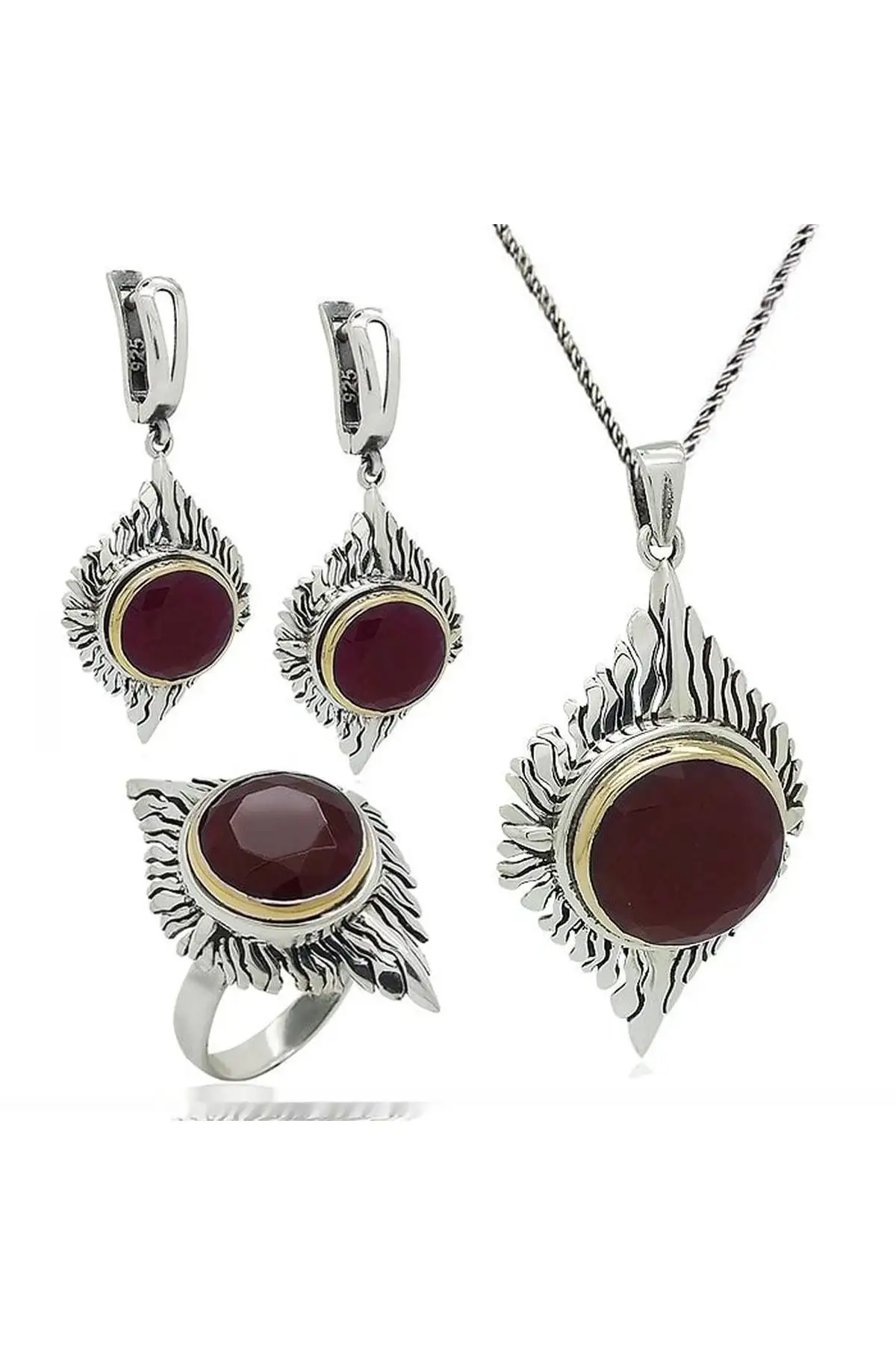 

Silver Stem Ruby Stone Design Triple Filigree