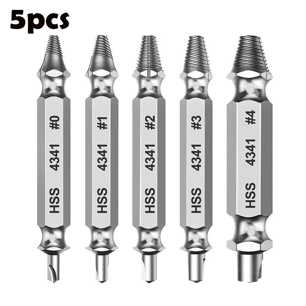 5 Pcs/set Damaged Screw Extractor Drill Bit Set Stripped Broken Screw Bolt Remover Extractor Easily Take Out Demolition Tools