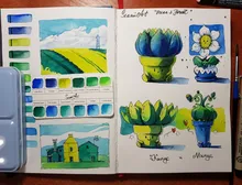 Pintura de acuarela SeamiArt, Acuarelas transparentes sólidas, cuentas de mano de viaje, pintura de Color agua, ilustración, suministros de arte