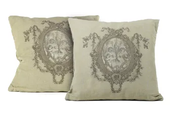 

SET 2 cushion covers Cotton Green Moss medallion CENTRAL 45X45