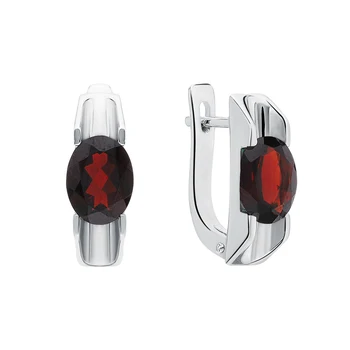 

Silver earrings with Garnet sunlight sample 925