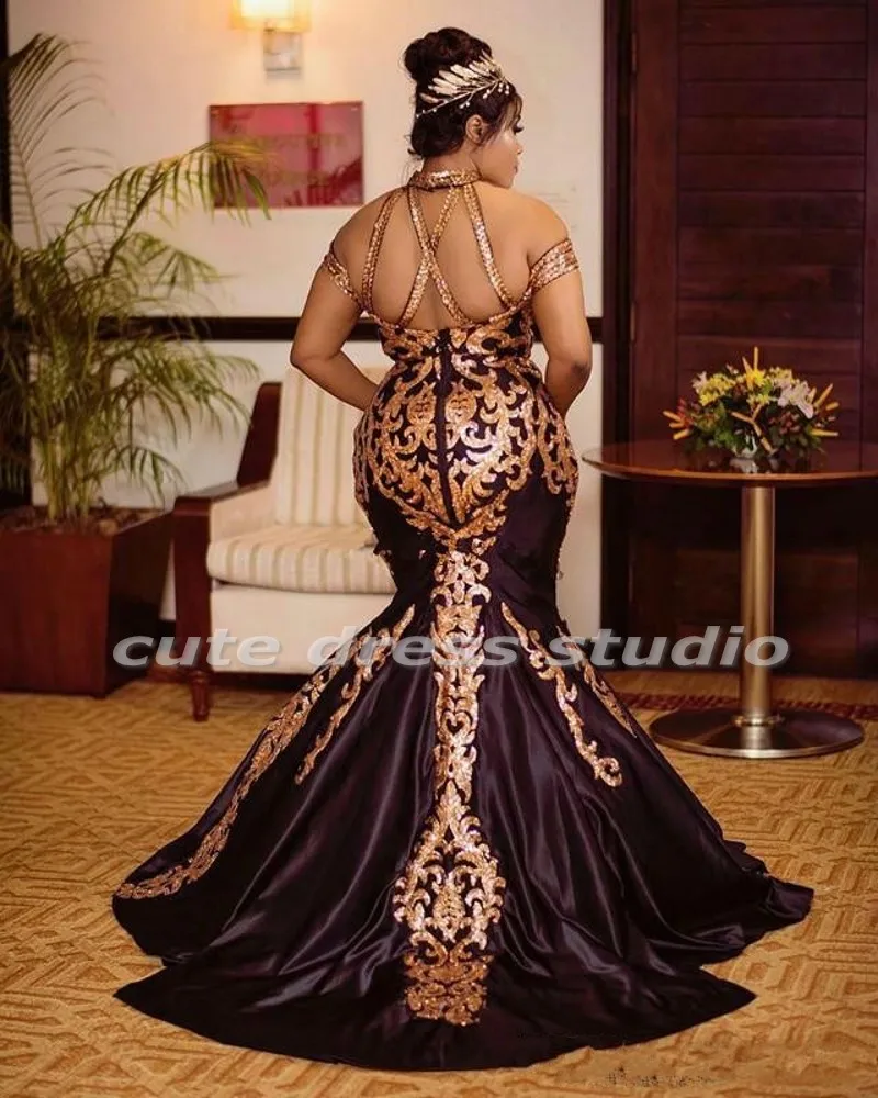 lavender prom dresses Sexy Plus Size Prom Dresses For Women Party Gold Sequin Off The Shoulder African Formal Mermaid Evening Gowns Sweep Train silver prom dresses