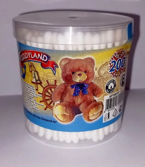 Ватные палочки банка 200шт TeddyLand по уходу за ушами без детских ограничителей