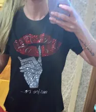 Black T-Shirts Short-Sleeve Trend-Tops Hot-Drilling Korean-Version Cotton Women Summer