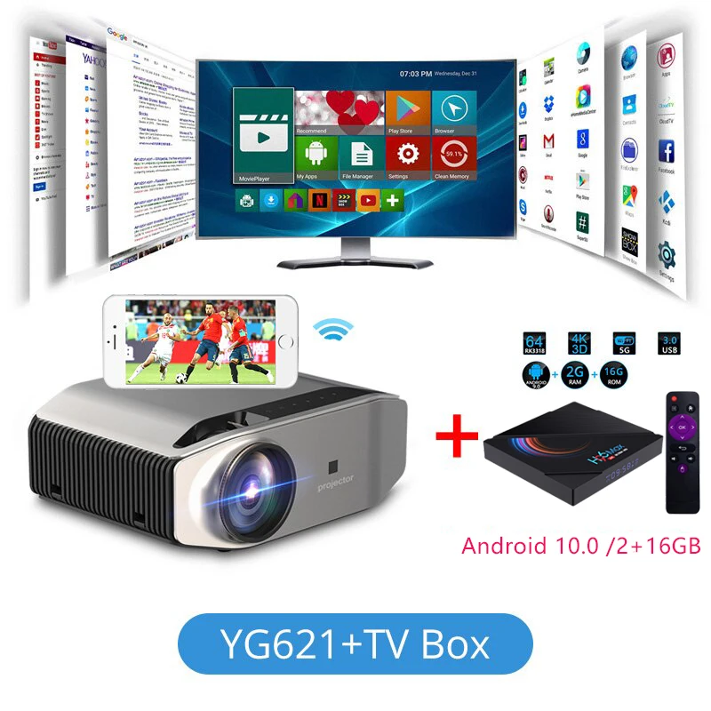 Everycom YG620 Full HD Projector Native 1080P Proyector YG621 Wireless WiFi Multi-Screen VGA USB LED Movie Beamer Home Theater projector mobile Projectors