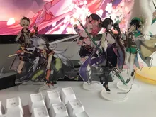Genshin-figura de Anime de impacto Diluc Venti Klee Keqing Qiqi, soporte acrílico, modelo de placa, decoración de escritorio, señal de pie, llavero de ventilador, regalos
