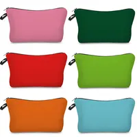 Solid Color Women Bag For Printing Toiletry Bag Simple Pencil Cases Heat Transfer Cosmetic Bags Portable Organizer Storage Bag 1