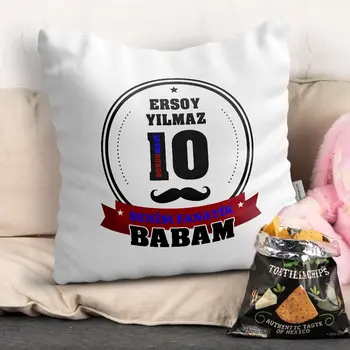 

Personalized My Fanatic Dad Design White Pillow (Burgundy Blue)