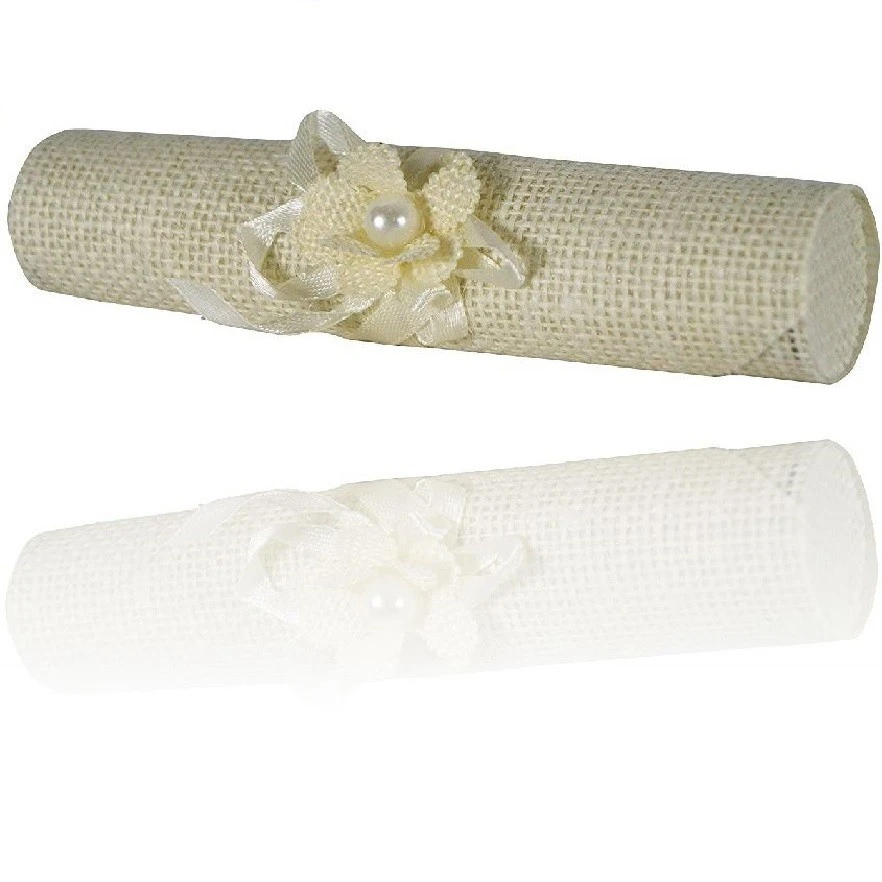 Ensemble 6 Pieces Mariage Faveur Bomboniere Parchemin Jute Blanc Invitation Portaconfetti Aliexpress