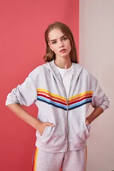 

Trendyol Colorful Stripe Basic Zipper Knitted Sweatshirt TWOAW21SW0075