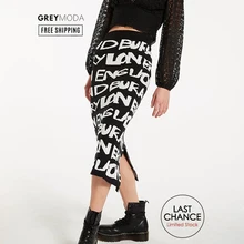 GREYMODA Женская трикотажная юбка с буквенным принтом на молнии из полиэстера, один размер, модная зимняя Рождественская