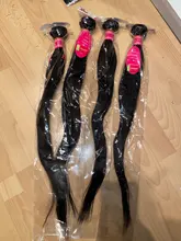 Beaufox-extensiones de pelo ondulado brasileño, extensiones de cabello humano liso, Natural/negro azabache, Remy, 1/3/4 unidades, 8-30 pulgadas