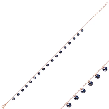 

KUTAYDAN 925 Sterling Silver Dangle Round Zircon Stone Bracelet