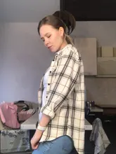 Plaid Shirts Blouses Oversized Women Top Long-Sleeve Blusas Loose Casual Cotton Ladies