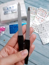 1 pulidor de uñas profesional de acero inoxidable, barra de pulido lateral doble, para manicura, exfoliante de pedicura, decoración de uñas