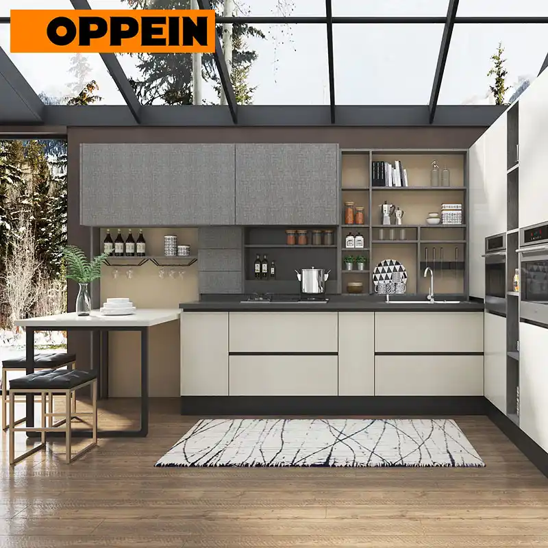 Conjunto De Gabinetes De Cocina Modernos En Forma De L De Melamina