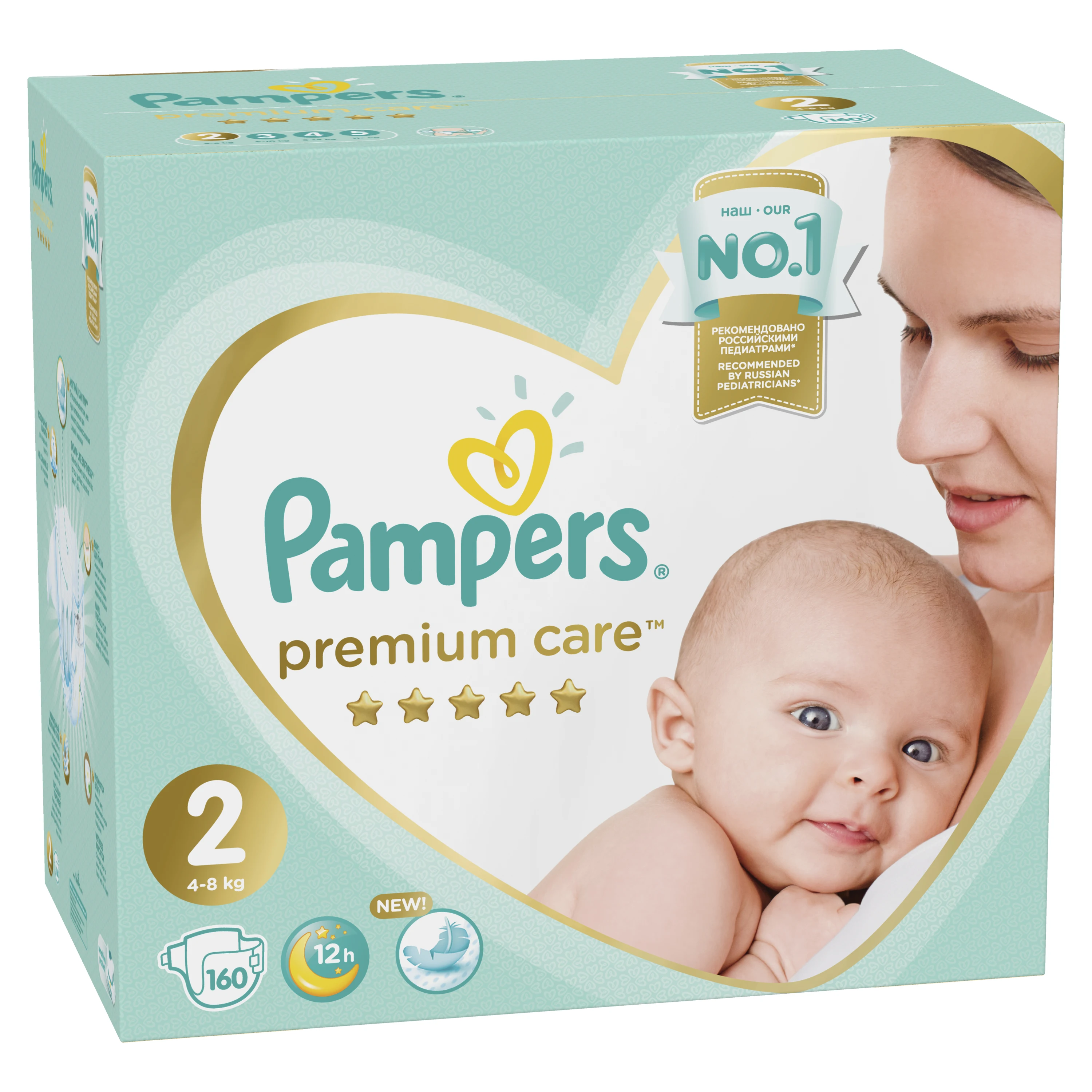Подгузники Pampers Premium Care Размер 2, 4-8кг, 160шт