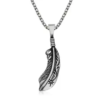 

KUTAYDAN 925 Sterling Silver Bird Feather Necklace