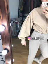 Señoras manga linterna blusa elegante camisa de las mujeres blanco negro Casual botón Vintage cuello Oficina camisa Mujer