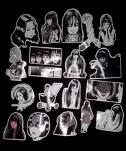 Pegatina de cómic de Horror para monopatín, adhesivo impermeable de Anime japonés Tomie, para equipaje y portátil, color blanco y negro, 10/21/49/50/56 Uds.