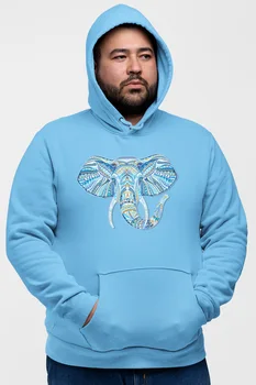 

Angemiel Wear Ethnic Pattern Elephant Blue Men 'S Hooded Sweatshirt