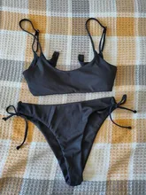 Bikini acolchado con realce para Mujer, traje de baño de dos piezas con lazo lateral, cintura alta, 2021