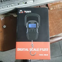 RUNCL-báscula de pesca portátil con pantalla LCD, balanza electrónica Digital de mano, pesaje, Escala de gancho colgante con cinta de 1,5 M, 50KG